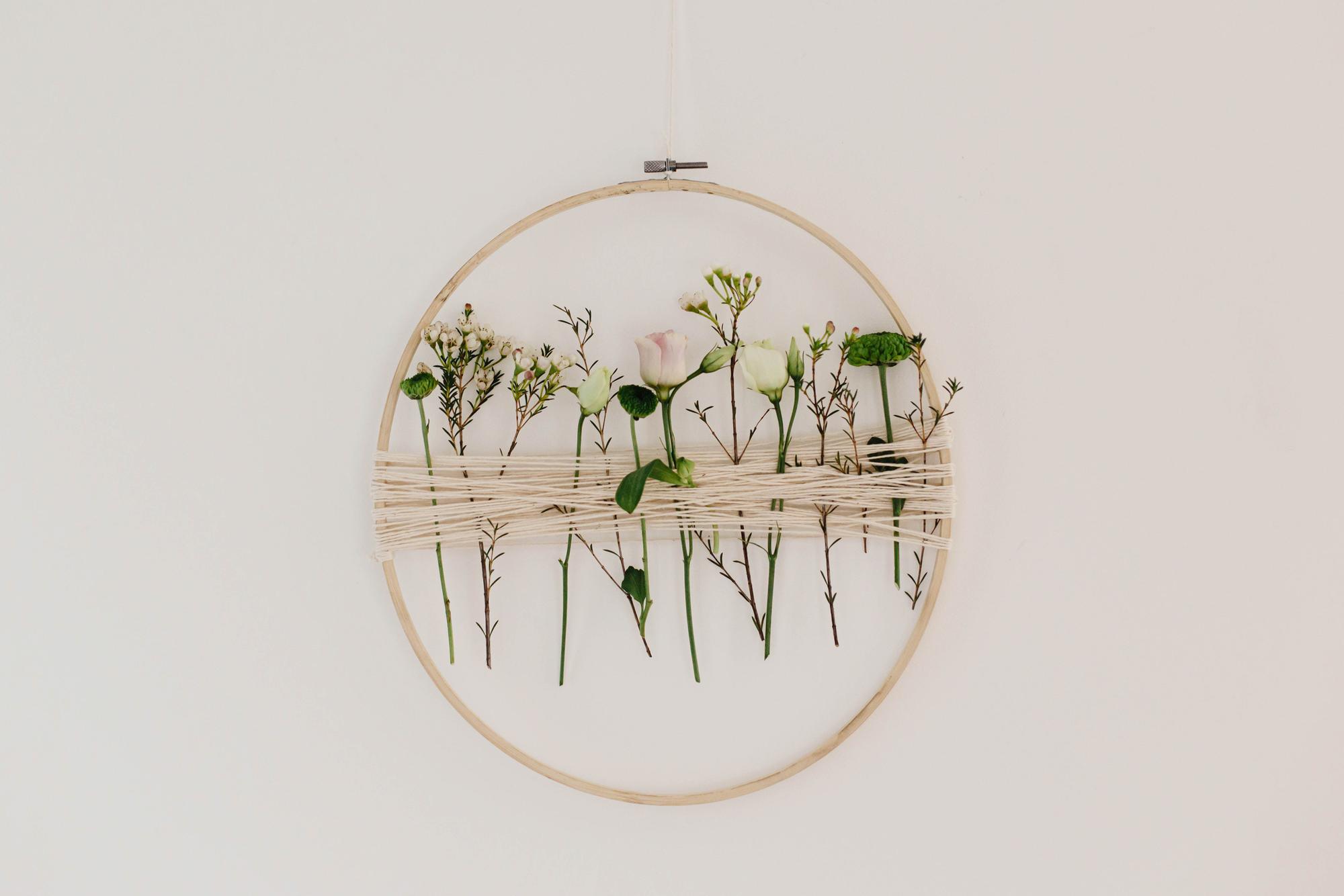 Small hoop with botanical embroidery